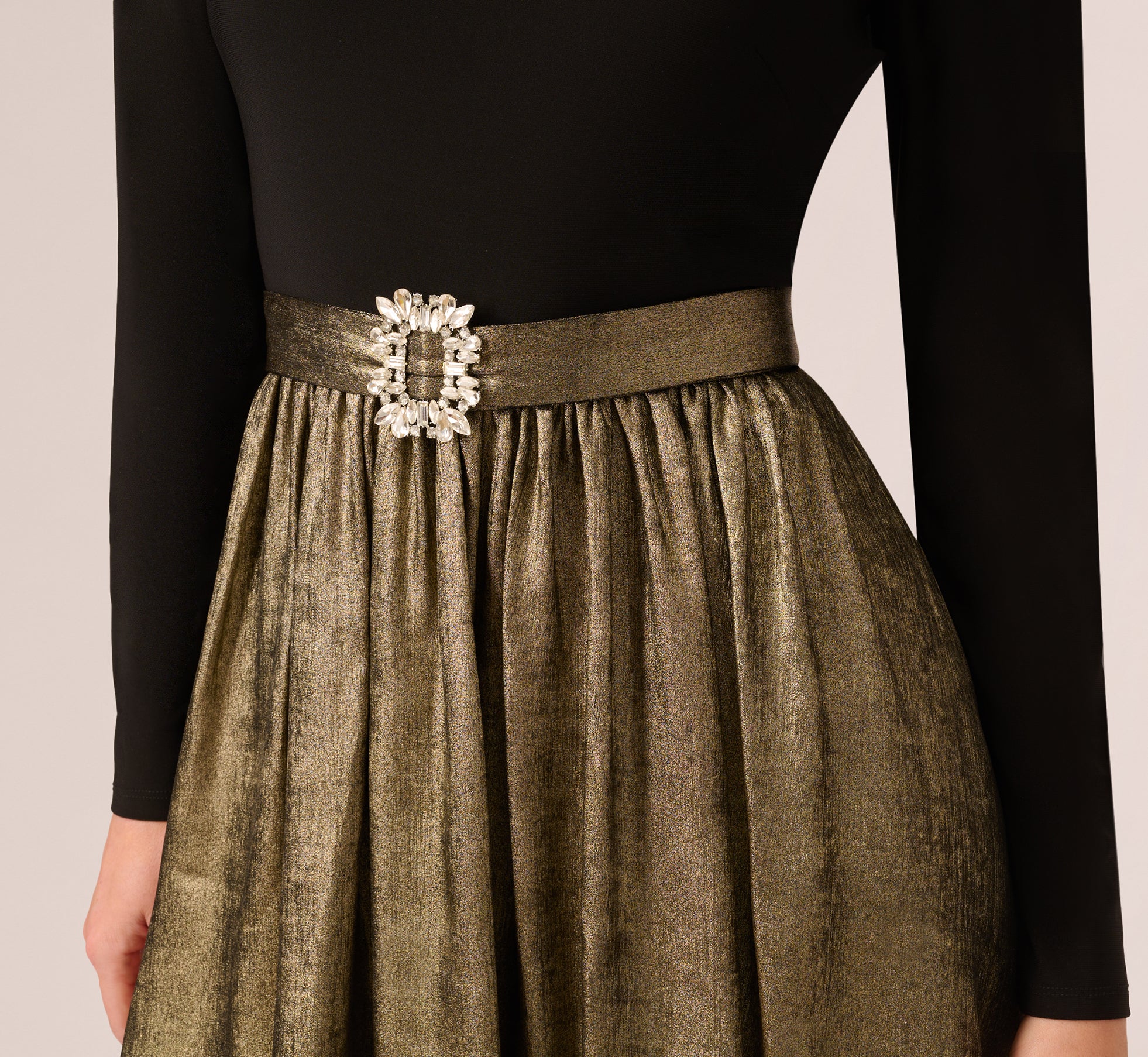 Black Jersey Metallic Combo Short Dress - Adrianna Papell