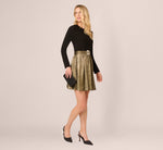 Jersey Metallic Combo Short Dress In Black Gold 2