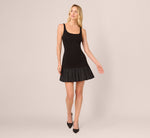Ponte Taffeta Drop Waist Flounce Dress In Black 8