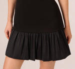 Ponte Taffeta Drop Waist Flounce Dress In Black 5