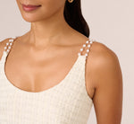 Tweed Pearl Short Dress In Ivory 4