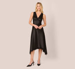 Satin Lace Midi Slip Dress In Black 3