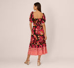 Floral Print Maxi Dress With Puff Sleeves In Hunter Multi 6