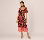 Floral Print Maxi Dress With Puff Sleeves In Hunter Multi 3