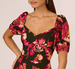Floral Print Maxi Dress With Puff Sleeves In Hunter Multi 4