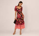 Floral Print Maxi Dress With Puff Sleeves In Hunter Multi 2