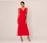 Dot Tulle Ruffle Dress In Red 2