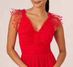 Dot Tulle Ruffle Dress In Red 3