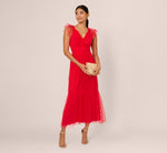 Dot Tulle Ruffle Dress In Red 1