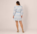 Plus Size Long Sleeve Flounce Eyelet Shirt Dress In Light Blue Ivory 5