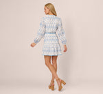 Long Sleeve Flounce Eyelet Shirt Dress In Light Blue Ivory 6