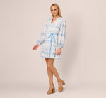Long Sleeve Flounce Eyelet Shirt Dress In Light Blue Ivory 8