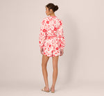 Long Sleeve Tie Front Floral Romper In White Coral Multi 5