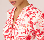 Long Sleeve Tie Front Floral Romper In White Coral Multi 4