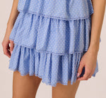 Polka Dot Ruffle Flounce Short Dress In Chambray Blue 5