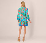 Long Sleeve Printed Flounce Dress In Blue Multi 6