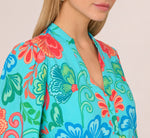 Long Sleeve Printed Flounce Dress In Blue Multi 5