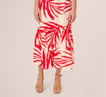 Beaded Strap Palm Leaf Flounce Sundress In Red Ivory 5