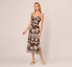 Sleeveless Bow Front Palm Tree Sundress In Brown Ivory 2