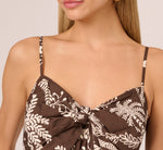 Sleeveless Bow Front Palm Tree Sundress In Brown Ivory 3