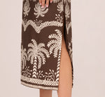 Sleeveless Bow Front Palm Tree Sundress In Brown Ivory 4