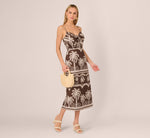 Sleeveless Bow Front Palm Tree Sundress In Brown Ivory 1