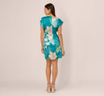 Short Sleeve Tropical Floral Short Wrap Dress In Blue Multi 6