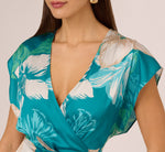 Short Sleeve Tropical Floral Short Wrap Dress In Blue Multi 4