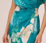 Short Sleeve Tropical Floral Short Wrap Dress In Blue Multi 5