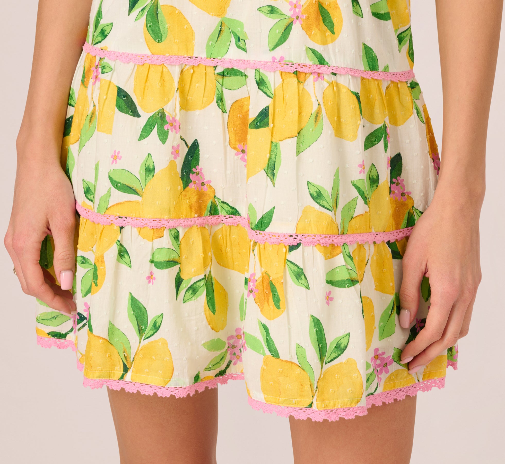 One Shoulder Ruffle Lemon Print Mini Dress In White Multi 1