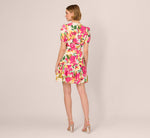 Puff Sleeve Flounce Mini Dress In White Multi 6