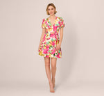 Puff Sleeve Flounce Mini Dress In White Multi 8