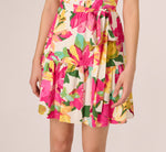 Puff Sleeve Flounce Mini Dress In White Multi 5