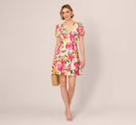 Puff Sleeve Flounce Mini Dress In White Multi 2