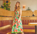 Floral Shirred Cotton Midi Sundress In Ivory Multi 1