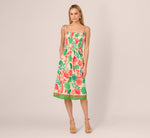 Floral Shirred Cotton Midi Sundress In Ivory Multi 3