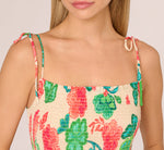 Floral Shirred Cotton Midi Sundress In Ivory Multi 4