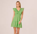 Ruffle Collar Flounce Mini Dress In Lime 2