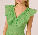 Ruffle Collar Flounce Mini Dress In Lime 3