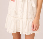 Sleeveless Ruffle Eyelet Mini Dress In Ivory 3