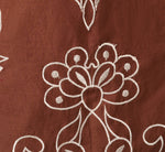 Long Sleeve Embroidered Cotton Mini Dress In Chocolate Ecru 6