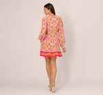 Long Sleeve Printed Short Flounce Dress In Pink Multi 5