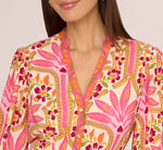 Long Sleeve Printed Short Flounce Dress In Pink Multi 3