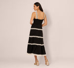 Sleeveless Crochet Lace A Line Midi Dress In Black Ecru 5