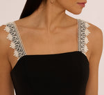 Sleeveless Crochet Lace A Line Midi Dress In Black Ecru 4