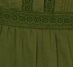 Flutter Sleeve Lace Short Cotton Dress In Olive Green 7