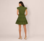 Flutter Sleeve Lace Short Cotton Dress In Olive Green 6