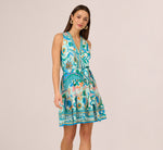 Sleeveless Retro Printed Short Sundress In Mint Multi 2