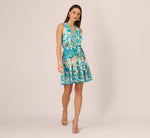 Sleeveless Retro Printed Short Sundress In Mint Multi 7