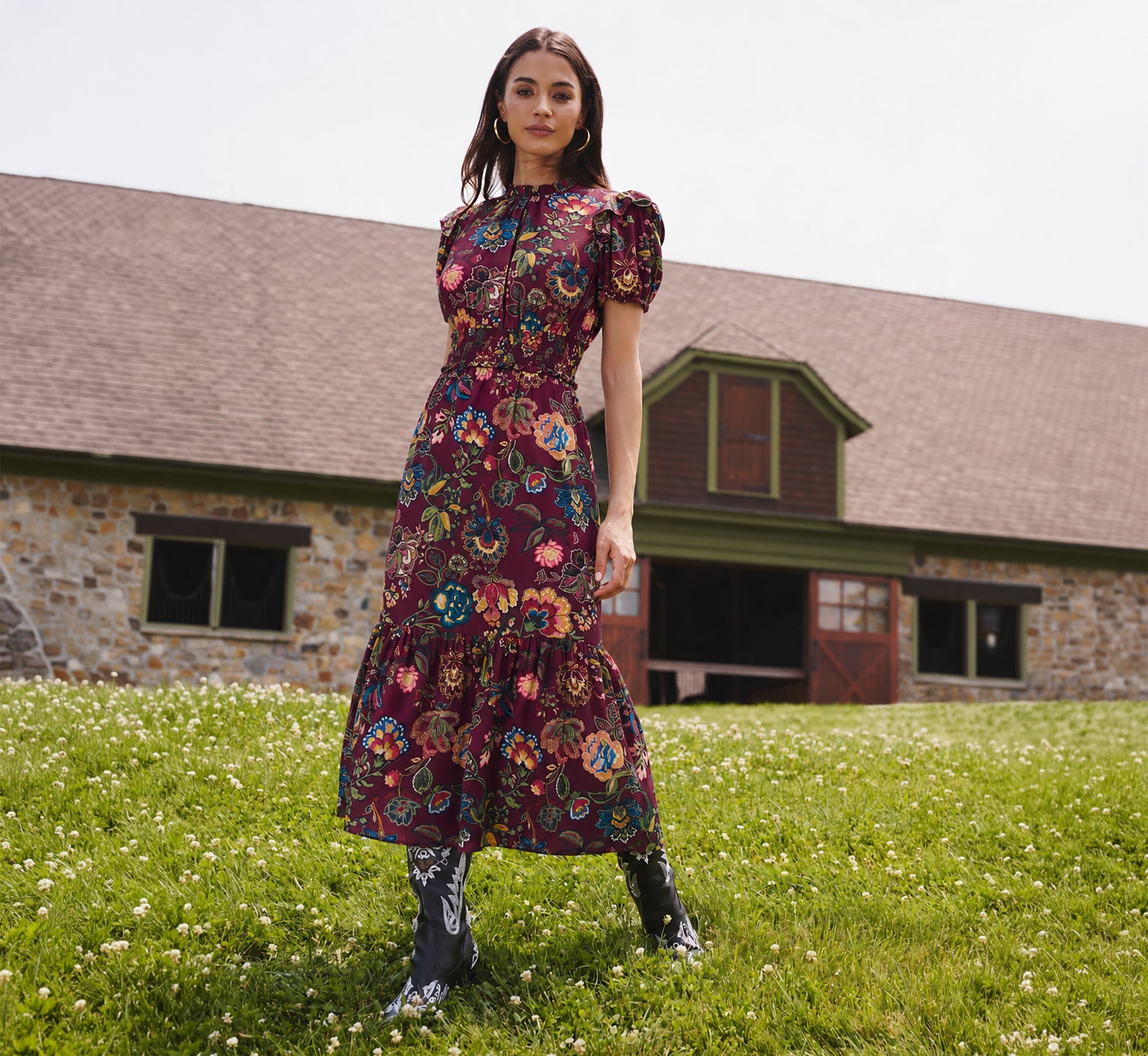 fairy dress for women Purple Shadow In-stock / XL Renesmee Pink Floral Chiffon Size:Adult Plus Size Winter Top Women Clothes and skirt were also